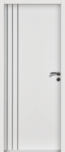 Modèle Scola porte avec trois lignes verticales d'insert aluminium