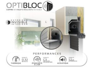Performance thermique, étanchéité et acoustique de l'Optibloc Image vue en coupe du coffre et performances thermique, étanchéité, acoustique de l'Optibloc